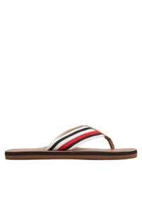 TOMMY HILFIGER - Tommy Hilfiger Japonki Leather Beach Sandal FM0FM04548 Écru. Materiał: materiał