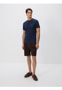 Reserved - Bawełniany t-shirt slim fit - granatowy. Kolor: niebieski. Materiał: bawełna