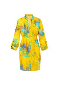 COSEL - Żółta sukienka Cayo Coco. Kolor: żółty. Materiał: bawełna. Sezon: lato. Typ sukienki: koszulowe. Styl: wakacyjny. Długość: mini #4