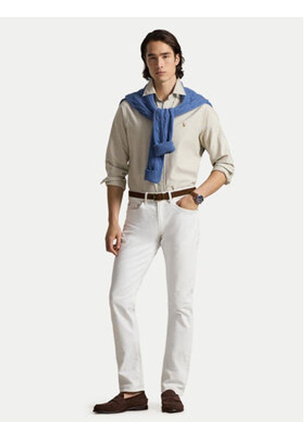 Polo Ralph Lauren Koszula 710792161019 Beżowy jasny Slim Fit. Typ kołnierza: polo. Kolor: beżowy. Materiał: bawełna
