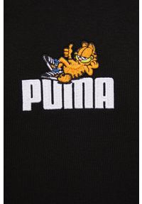 Puma bluza bawełniana PUMA x GARFIELD 534435 męska kolor czarny z kapturem z nadrukiem. Typ kołnierza: kaptur. Kolor: czarny. Materiał: bawełna. Wzór: nadruk