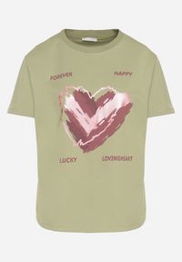 Born2be - Jasnozielony T-shirt z Ozdobnym Nadrukiem Palithiela. Okazja: na co dzień. Kolor: zielony. Materiał: jeans. Wzór: nadruk. Styl: klasyczny, casual #5