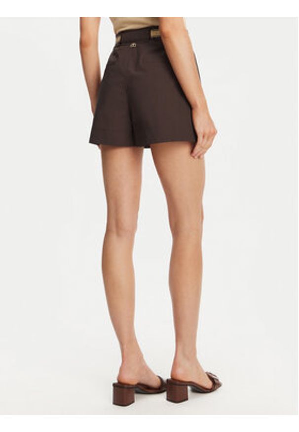 TwinSet - TWINSET Szorty materiałowe 251TT2106 Brązowy Loose Fit. Kolor: brązowy. Materiał: bawełna