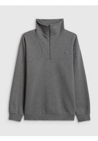 4f - 4F Bluza dresowa regular bez kaptura męska - szara S. Okazja: na spacer, na uczelnię, do pracy, na co dzień. Typ kołnierza: bez kaptura. Kolor: szary. Materiał: dresówka. Styl: casual, klasyczny. Sport: turystyka piesza #1