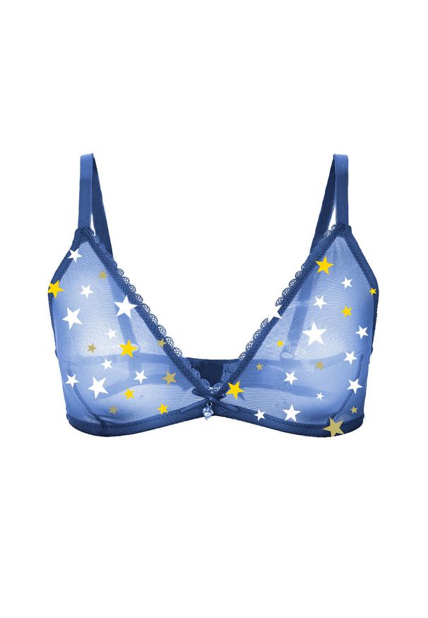 Intica - Biustonosz gładki miękki z elastycznym wykończeniem Ivi. Kolor: niebieski. Materiał: materiał. Wzór: gładki