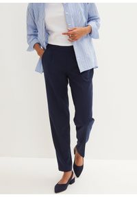 bonprix - Spodnie z elastyczną gumką w talii i zaprasowanym kantem. Kolor: niebieski. Styl: klasyczny #1