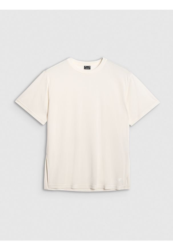 4f - 4F T-shirt oversize z modalem damski - biały XL. Okazja: na co dzień. Kolor: biały. Materiał: materiał, poliester, skóra, jersey. Długość rękawa: krótki rękaw. Długość: krótkie. Wzór: gładki, ze splotem. Styl: klasyczny, sportowy, casual
