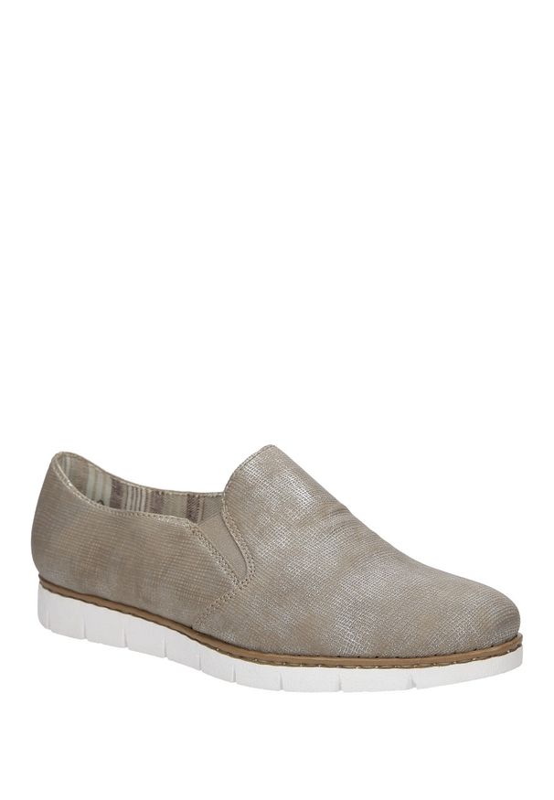 Rieker - Slip on rieker m1354-64. Zapięcie: bez zapięcia. Kolor: beżowy