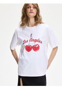Reserved - T-shirt z nadrukiem - biały. Kolor: biały. Materiał: bawełna. Wzór: nadruk #1