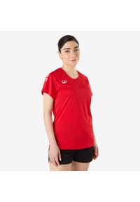 KIPSTA - Koszulka do piłki ręcznej damska Atorka H100. Kolor: czerwony. Materiał: poliester, materiał. Sport: fitness