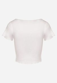 Born2be - Biały Bawełniany T-shirt o Dopasowanym Kroju z Guzikami Filareina. Okazja: na co dzień. Kolor: biały. Materiał: bawełna. Styl: klasyczny, elegancki, casual #4