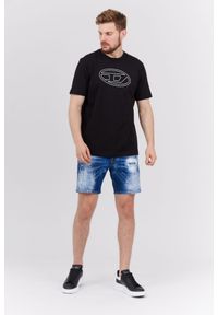 Diesel - DIESEL Czarny t-shirt męski z wytłaczanym logo, Rozmiar S. Kolor: czarny. Materiał: prążkowany #4