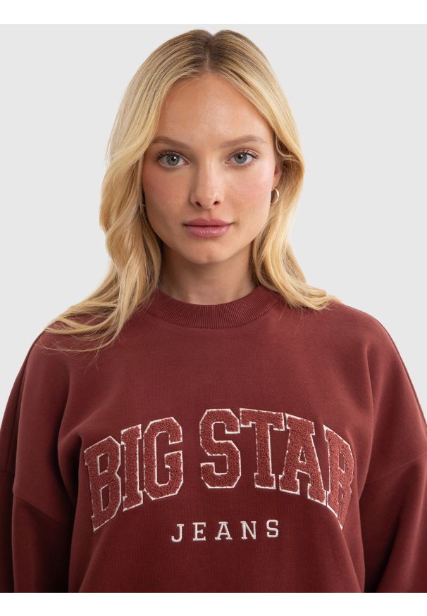 Big-Star - Bluza damska z logo BIG STAR bordowa Rubeka 604. Kolor: czerwony. Materiał: bawełna, materiał. Sezon: zima, jesień. Styl: retro, klasyczny