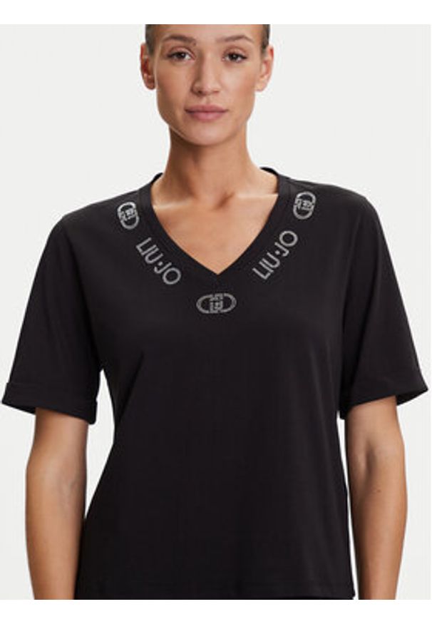 Liu Jo Sport T-Shirt TF5143 JS003 Czarny Regular Fit. Kolor: czarny. Materiał: bawełna. Styl: sportowy