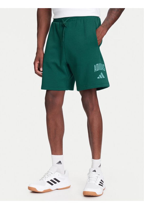 Adidas - adidas Szorty sportowe Collegiate JM1727 Zielony Regular Fit. Kolor: zielony. Materiał: bawełna. Styl: sportowy