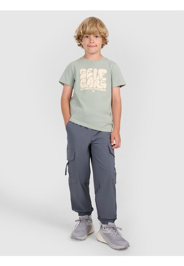 4f - 4F Spodnie casual cargo chłopięce - szare 128 (7-8 lat). Okazja: na co dzień. Kolor: szary. Sezon: lato. Styl: casual