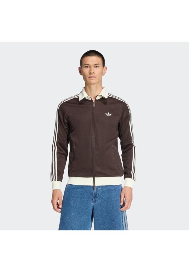 Adidas - adidas Bluza adicolor Classic KE1665 Brązowy Slim Fit. Kolor: brązowy. Materiał: bawełna