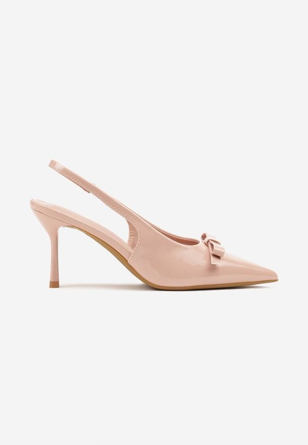 Renee - Różowe Lakierowane Sandały Szpilki Vices Typu Slingback z Kokardą Dorozia. Okazja: na co dzień, na spotkanie biznesowe. Kolor: różowy. Materiał: lakier. Obcas: na szpilce. Styl: klasyczny, elegancki, biznesowy, casual. Wysokość obcasa: średni