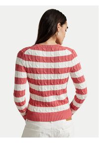 Polo Ralph Lauren Sweter 211965754001 Różowy Slim Fit. Typ kołnierza: polo. Kolor: różowy. Materiał: bawełna #4