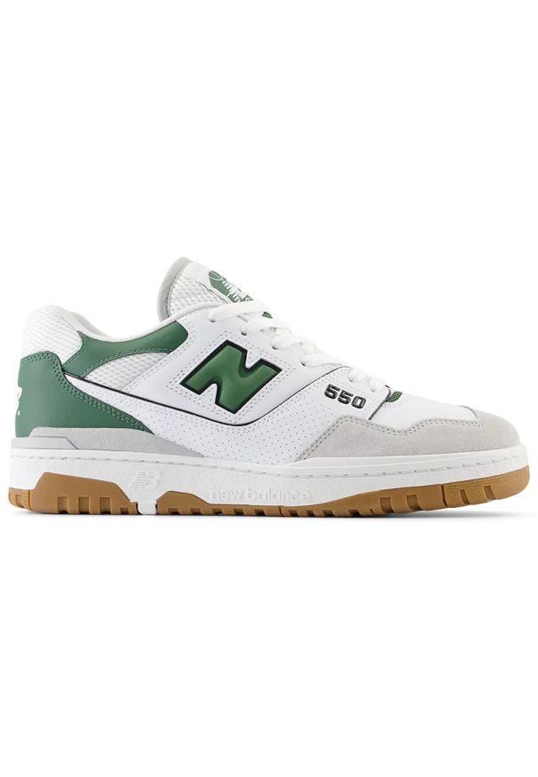 Buty unisex New Balance BB550ESB – białe. Okazja: na co dzień. Kolor: biały. Materiał: materiał, syntetyk, skóra. Szerokość cholewki: normalna