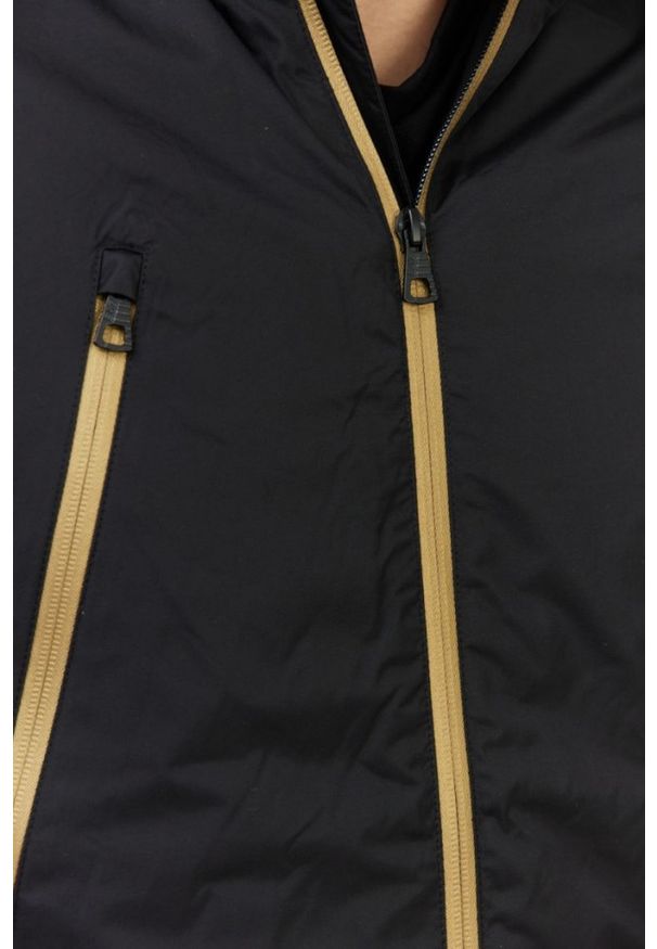 EA7 Emporio Armani - EA7 Czarna kurtka męska ze złotymi zamkami, Rozmiar S. Typ kołnierza: kaptur. Kolor: czarny. Materiał: polar. Wzór: aplikacja