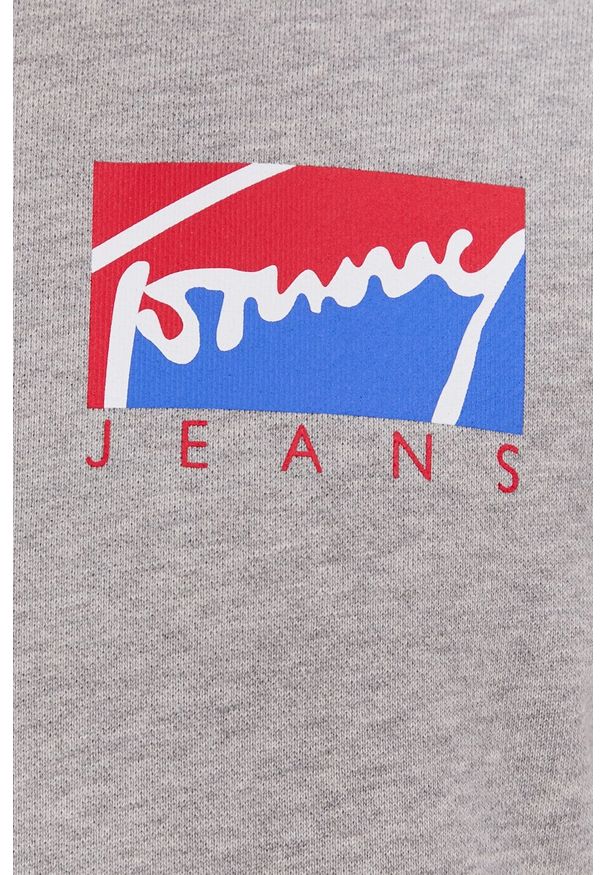 Tommy Jeans - Bluza bawełniana. Okazja: na co dzień. Typ kołnierza: kaptur. Kolor: szary. Materiał: bawełna. Styl: casual