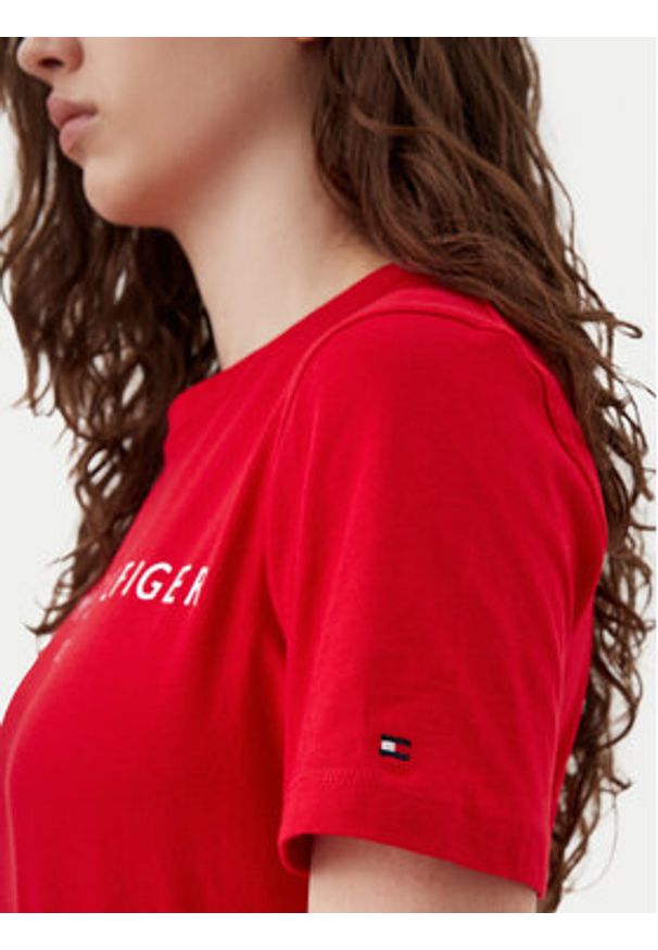 TOMMY HILFIGER - Tommy Hilfiger T-Shirt WW0WW40276 Czerwony Regular Fit. Kolor: czerwony. Materiał: bawełna