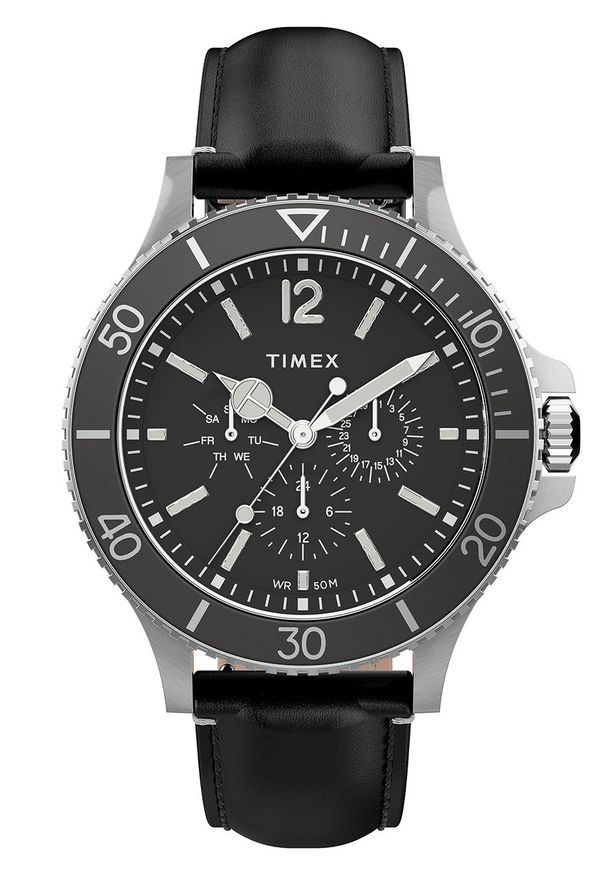 Timex - Zegarek TW2U12900. Kolor: czarny. Materiał: skóra