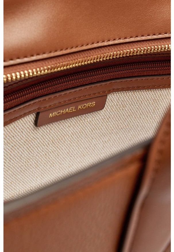 Michael Kors - MICHAEL KORS Brązowa shopperka skórzana. Kolor: brązowy. Materiał: skórzane. Styl: casual, elegancki, klasyczny