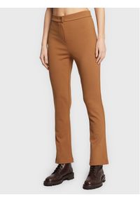 Max Mara Leisure Spodnie materiałowe Ariano 37861626 Brązowy Straight Fit. Kolor: brązowy. Materiał: wiskoza