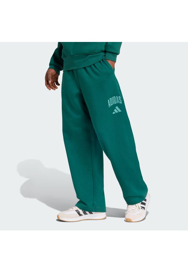 Adidas - Spodnie Collegiate. Kolor: wielokolorowy, niebieski, zielony. Materiał: polar