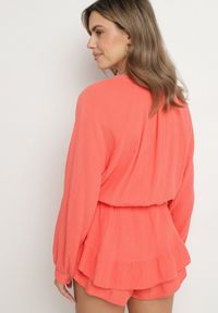 Born2be - Czerwony Bawełniany Kombinezon z Elastyczną Gumką w Talii i Spódnico-Spodenkami Gleasea. Okazja: na co dzień. Kolor: czerwony. Materiał: bawełna. Styl: elegancki, casual