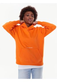 Calvin Klein Jeans Bluza J20J220945 Pomarańczowy Oversize. Kolor: pomarańczowy. Materiał: syntetyk, bawełna #1