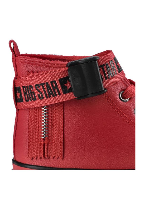 Big-Star - Czerwone Trampki Big Star Damskie Wygodne Obuwie. Kolor: czerwony. Materiał: guma, skóra ekologiczna, syntetyk, futro. Szerokość cholewki: normalna