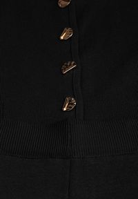 Renee - Czarny Komplet z Dzianiny z Wiskozą Spodnie Wide Leg i Top z Guzikami Merice. Kolor: czarny. Materiał: dzianina, wiskoza #4