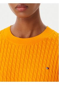 TOMMY HILFIGER - Tommy Hilfiger Sweter Fine WW0WW44993 Pomarańczowy Regular Fit. Kolor: pomarańczowy. Materiał: bawełna #5