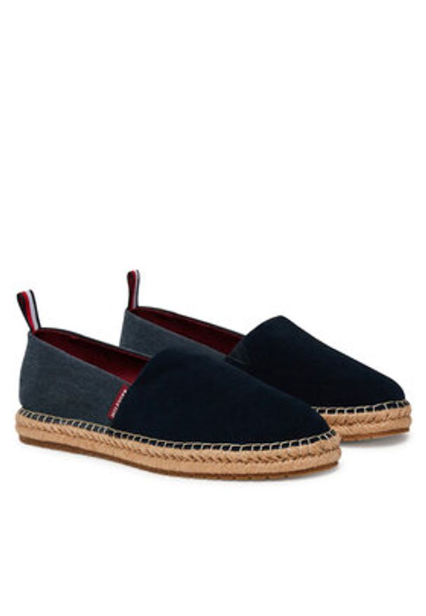 TOMMY HILFIGER - Tommy Hilfiger Espadryle Hilfiger Flex Mix Espadrille FM0FM05497 Granatowy. Kolor: niebieski. Materiał: zamsz, skóra