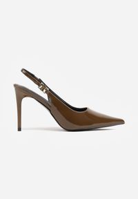 Born2be - Zielone Lakierowane Sandały na Szpilce z Odkrytą Piętą i Aplikacją Meridoria. Okazja: na co dzień, na randkę. Zapięcie: pasek. Kolor: zielony. Materiał: lakier. Wzór: aplikacja. Obcas: na szpilce. Styl: casual, elegancki, klasyczny #3