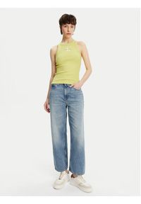 Calvin Klein Jeans Top Monologo J20J225301 Żółty Slim Fit. Kolor: żółty. Materiał: bawełna #3