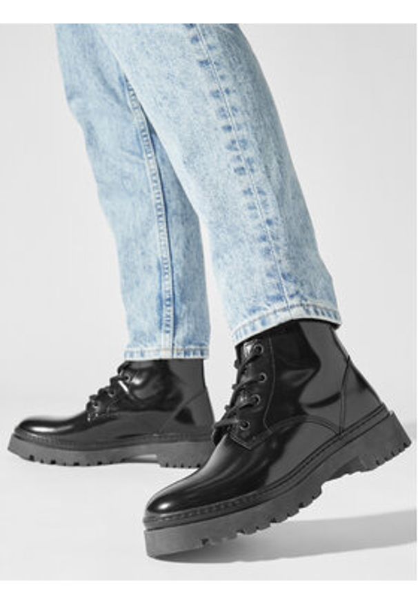 GANT - Gant Botki Aligrey Mid Boot 27541322 Czarny. Kolor: czarny. Materiał: lakier, skóra