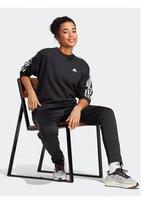 Adidas - adidas Bluza Essentials 3-Stripes Sweatshirt IC8766 Czarny Loose Fit. Kolor: czarny. Materiał: bawełna