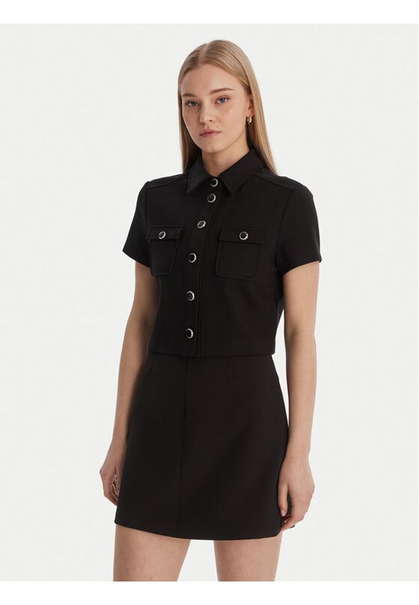 Guess Koszula W6RH83 KCMU2 Czarny Regular Fit. Kolor: czarny. Materiał: syntetyk