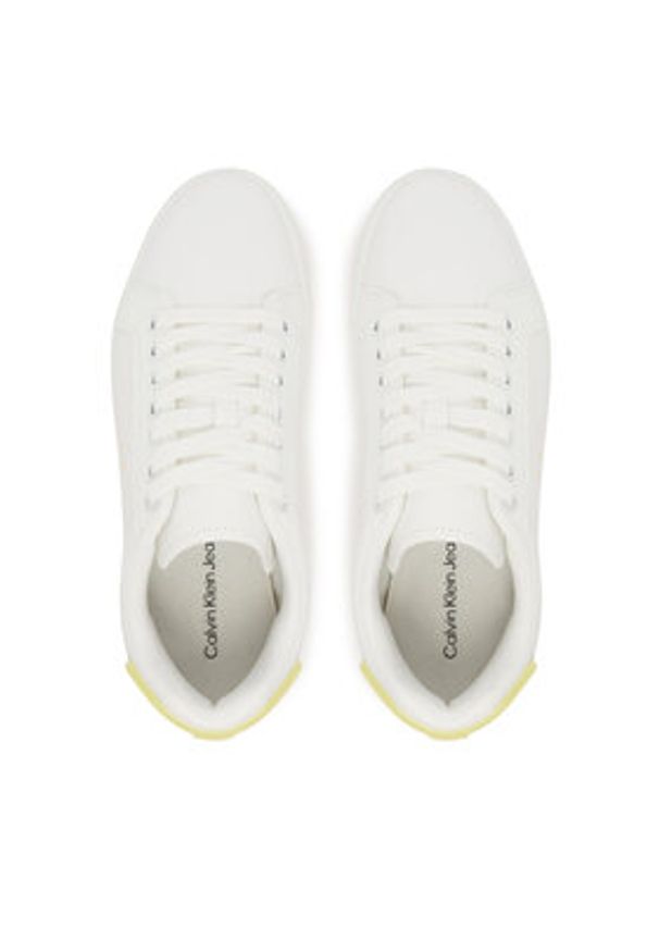 Calvin Klein Jeans Sneakersy Classic Cupsole Ru Patch Lth Wn YW0YW01845 Biały. Kolor: biały. Materiał: skóra