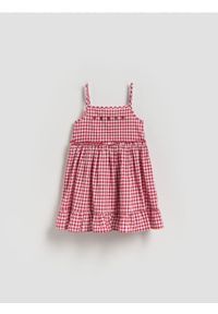 Reserved - Sukienka w kratę na ramiączkach - czerwony. Kolor: czerwony. Materiał: bawełna #1