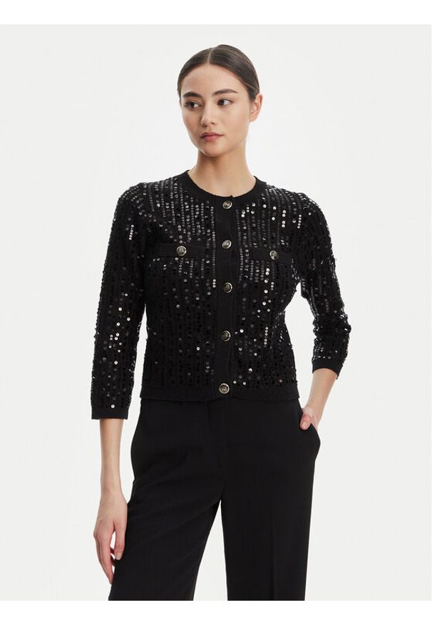 Marella Kardigan Siena1 2523346094 Czarny Regular Fit. Kolor: czarny. Materiał: bawełna