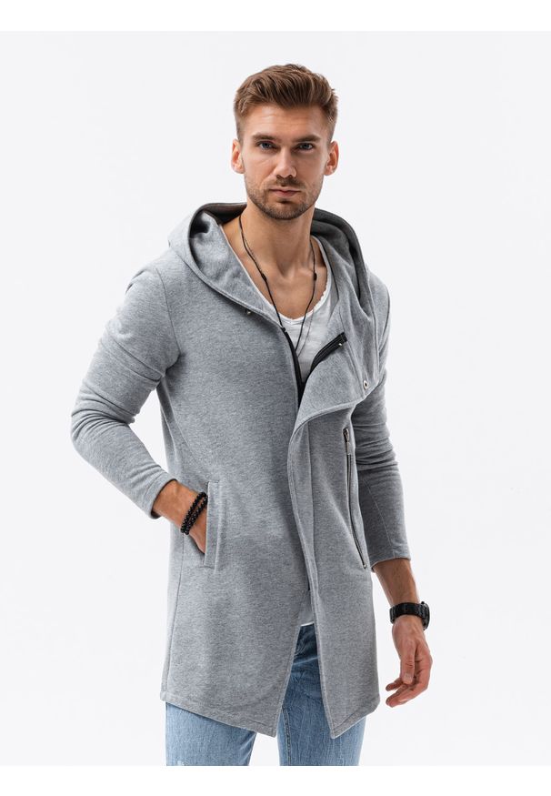 Szara bluza Ombre Clothing z kapturem, klasyczna
