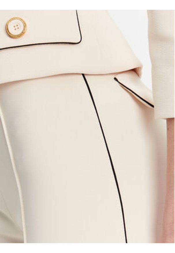 Elisabetta Franchi Spodnie materiałowe PA-084-51E2 Écru Regular Fit. Materiał: syntetyk