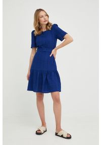 Answear Lab sukienka kolor granatowy mini rozkloszowana. Kolor: niebieski. Typ sukienki: rozkloszowane. Styl: wakacyjny. Długość: mini #4