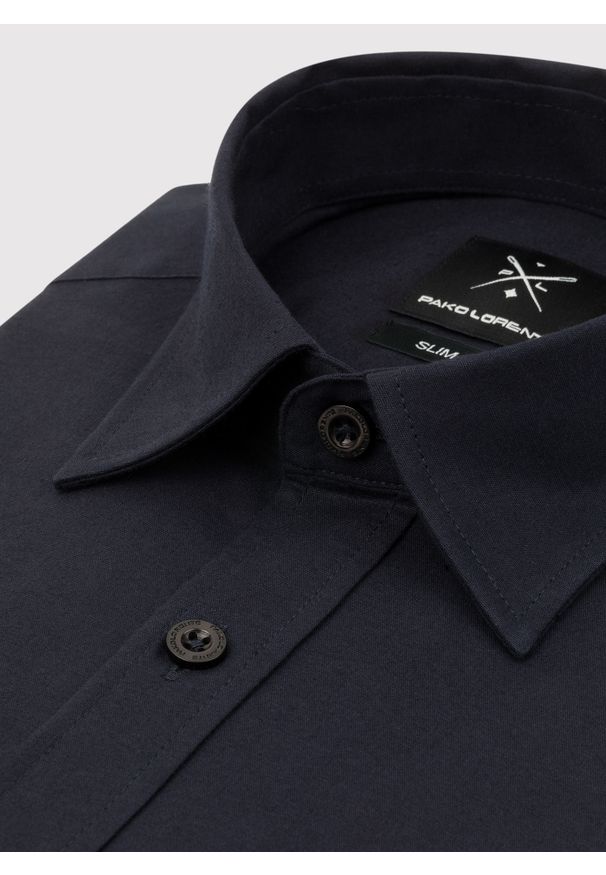 Pako Lorente - PAKO LORENTE – Granatowa gładka koszula męska. Okazja: na ślub cywilny, na wesele. Kolor: niebieski, czerwony. Materiał: elastan, bawełna. Wzór: gładki. Styl: elegancki