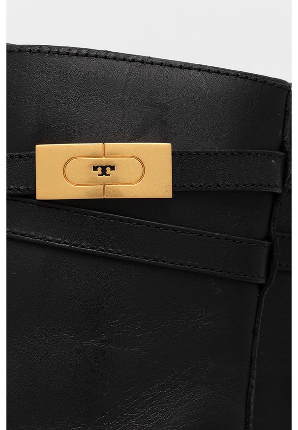 Tory Burch Botki skórzane damskie kolor czarny na platformie. Kolor: czarny. Materiał: skóra. Obcas: na platformie